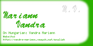 mariann vandra business card